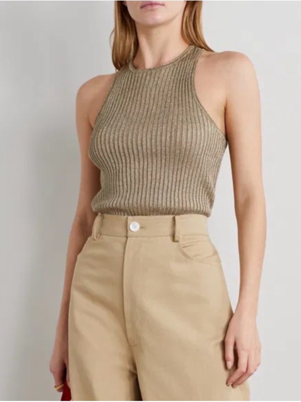 Stella McCartney Metallic Ribbed Tank Top